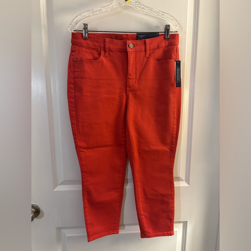 Talbots Flawless Women's Coral High-Waist Jegging Crop Jeans Sz 8 petite NWT